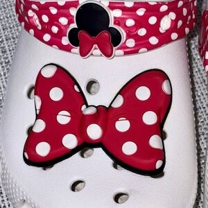 CROCS Red and White Polka Dot Bow Clogs